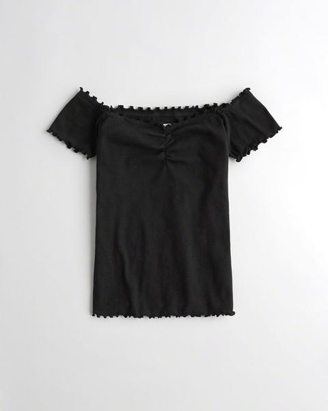 hollister black off the shoulder top