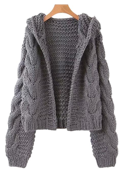 Hooded Knit Cardigan ( In 2 Colors )