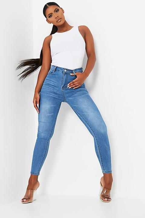 Blue Stretch High Waisted Blue Jeans