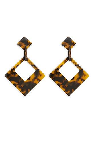 Forever 21 Tortoiseshell Linked Geo Drop Earrings , Brown