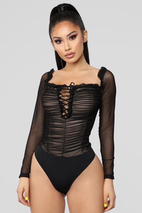 Maura Mesh Bodysuit - Black