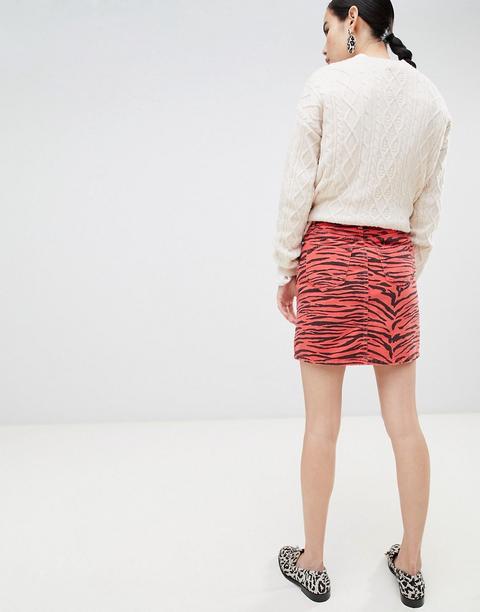 new look leopard print denim skirt