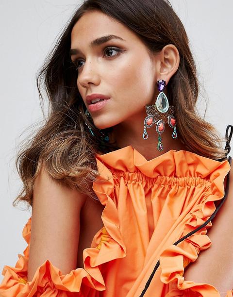 Pendientes De Tendencia Con Bisutería Y Filigrana De Asos