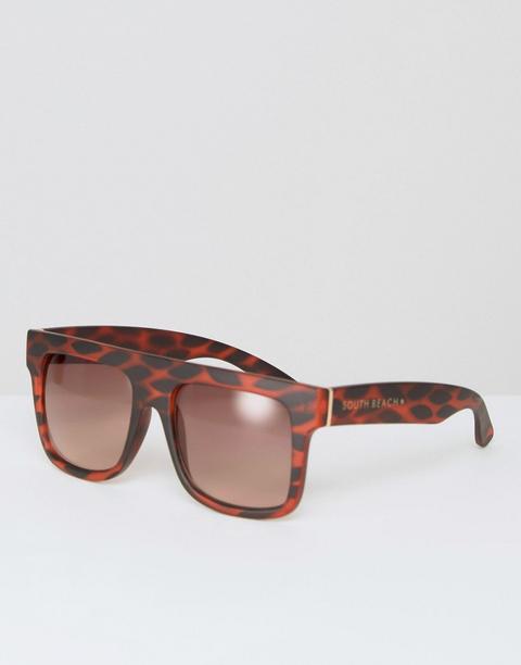 South Beach - Occhiali Da Sole Flat Top Oversize Con Lenti Sfumate - Marrone
