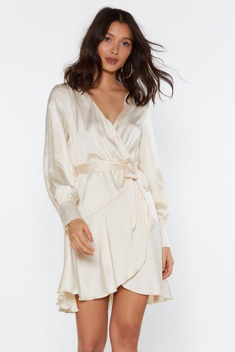 Touch Base Wrap Satin Dress