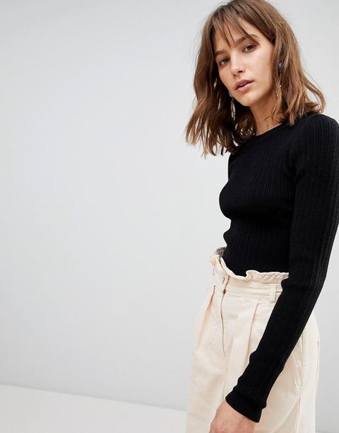Asos Design Ribbed Jumper In Fine Knit