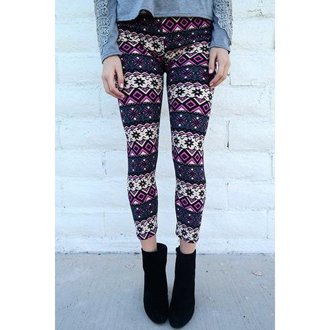 Chic Geometrical Print Color Block Skinny Leggings For Women - One Size(fit Size Xs To M)