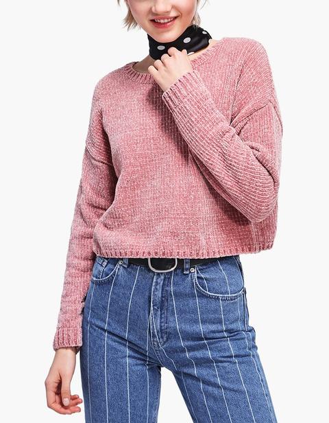 Pullover Cropped In Ciniglia Rosa Salmone