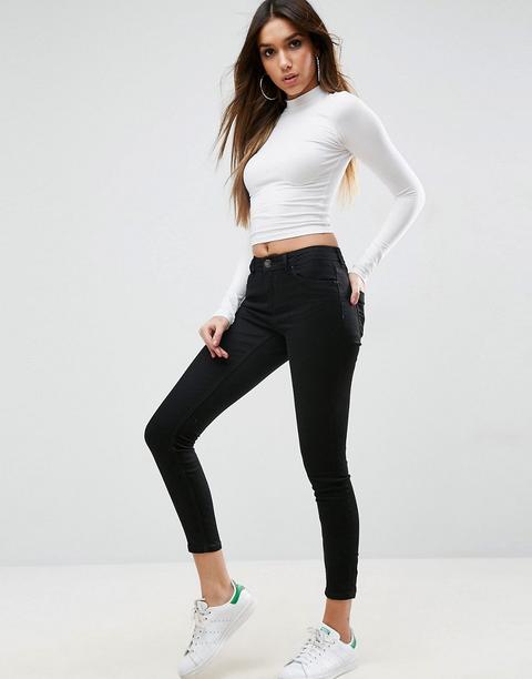 Asos Design - Lisbon - Jeans Skinny Alla Caviglia A Vita Medio Alta Nero Pulito - Nero