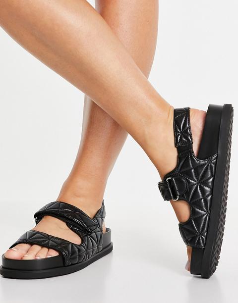 Pull&bear - Sandales Matelassées Style Grand-père - Noir