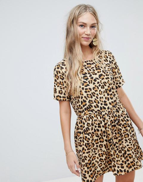 Vero Moda - Vestito Grembiule Oversize Con Stampa Animalier - Multicolore