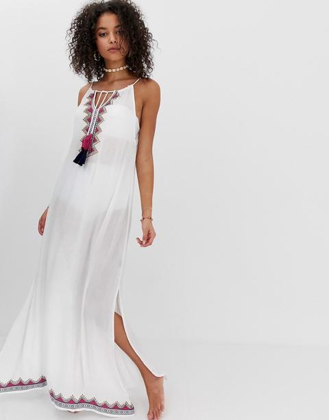 Pia Rossini - Mandalay - Maxi-strandkleid Mit Quasten - Weiß