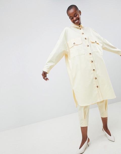 Asos White - Camicia Oversize Coordinata In Twill - Giallo
