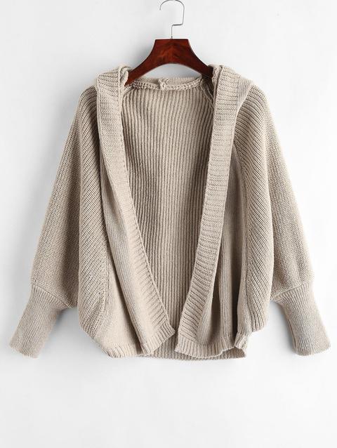 Cardigan Con Cappuccio E Maniche A Pipistrello Antique White Chestnut Black Red Wine