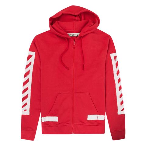 Off White Red Hoodie With Striped Print on 21