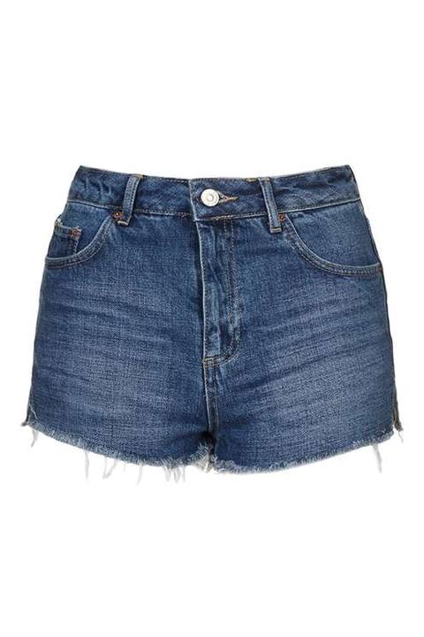 Petite Moto Raw Hem Mom Shorts