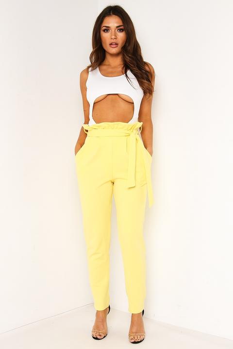Yellow Frill Paperbag Waist Trousers