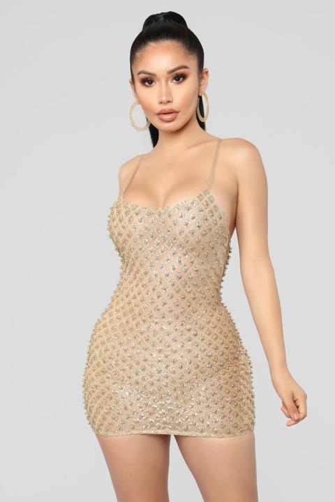 Fashion nova gold outlet dress