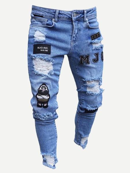 Jeans Con Strappato Con Toppa