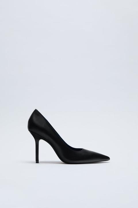 Leather Heeled Shoes With Pointed Toe