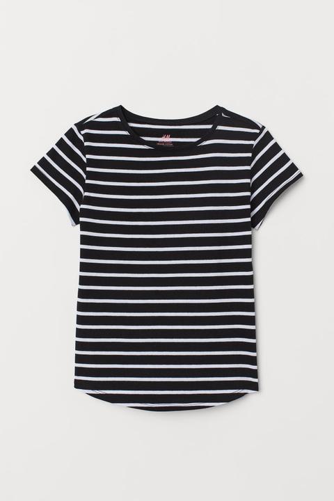 H & M - T-shirt A Righe - Nero