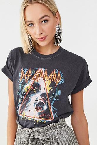 Forever 21 Def Leppard Graphic Tee , Charcoal/multi