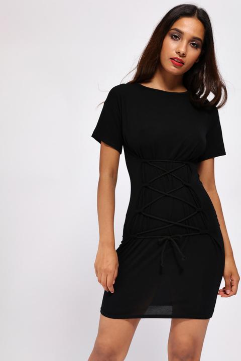 Black/black Rope Front T Shirt Dress