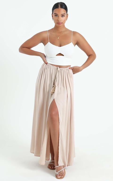 Under The Twilight Maxi Skirt In Beige