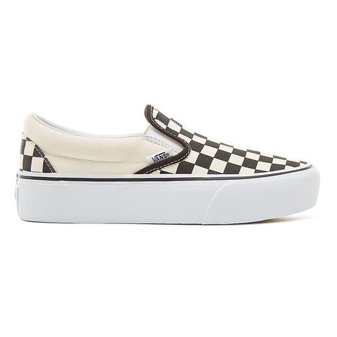 Vans Checkerboard Classic Slip-on Platform Shoes (black & White Chckerboard-white) Men Checkerboard