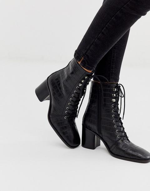 croc lace up boots