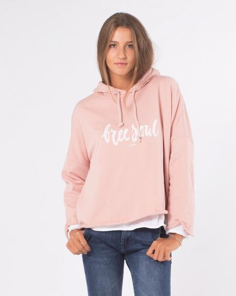 Sudadera Crop Con Capucha Free Soul Rosa