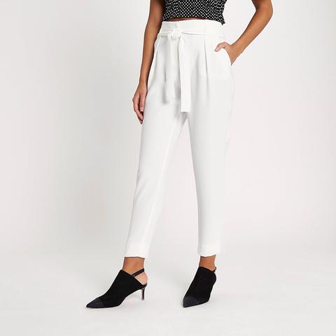 Y.A.S Bea tie waist tapered trousers in black | ASOS