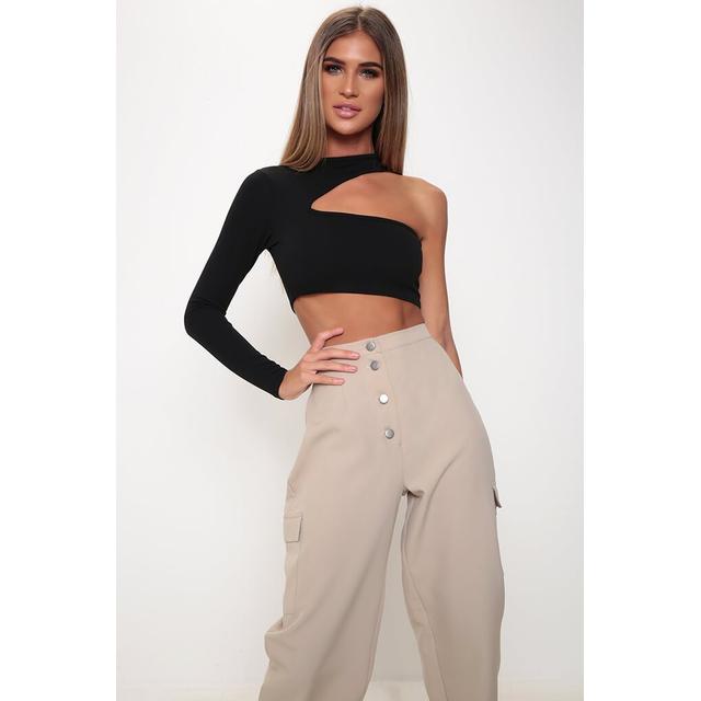 black crop top one sleeve