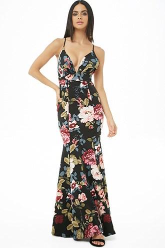 Forever 21 Floral Print Maxi Dress Black