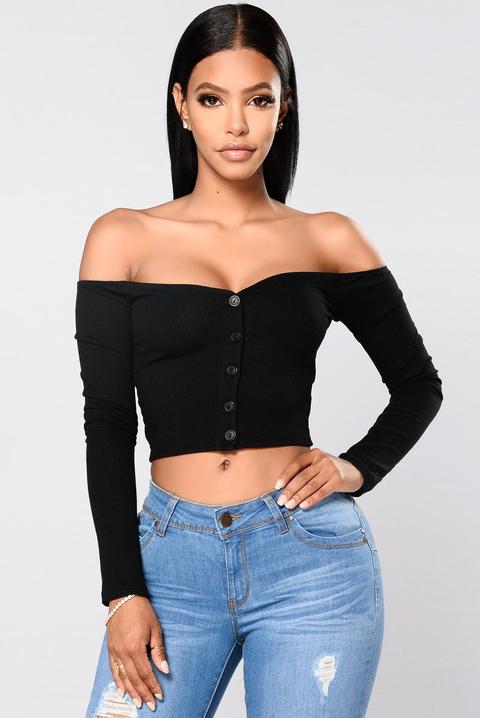 Talk That Talk Off Shoulder Top - Black