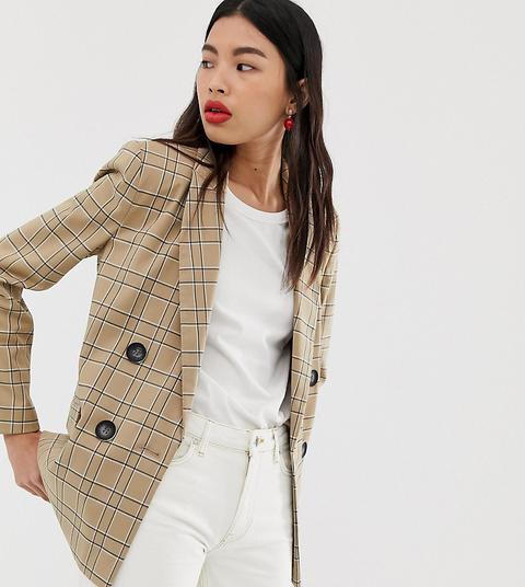 River Island - Blazer A Quadri - Cuoio