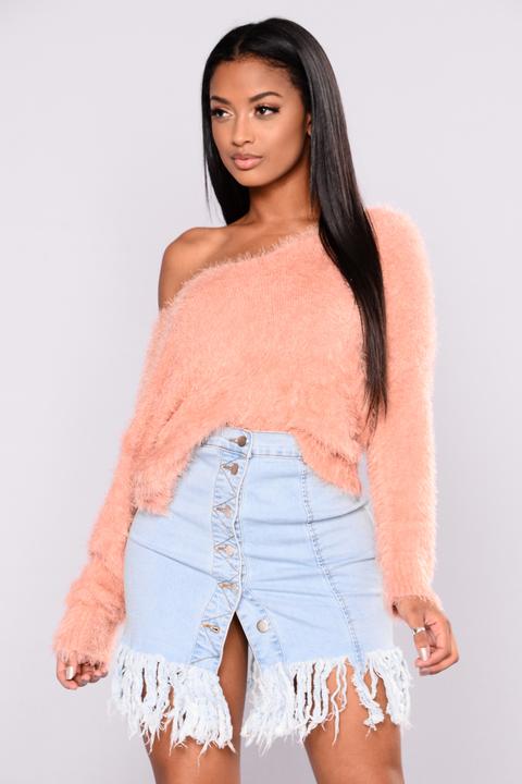 Vanity Fairest Fuzzy Sweaters - Blush