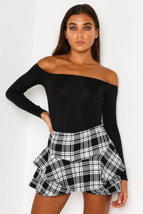 Black Tartan Frill Skort