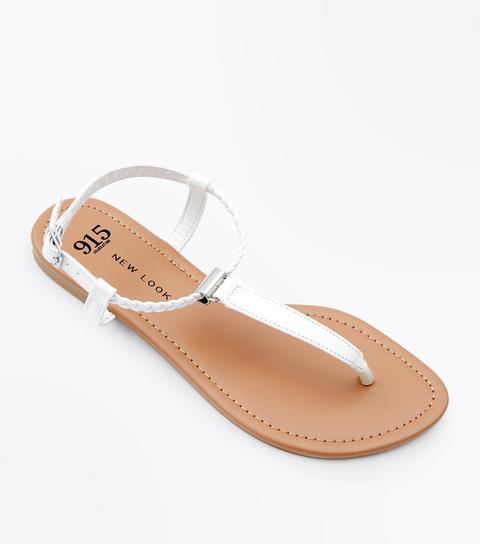 white flat sandals new look
