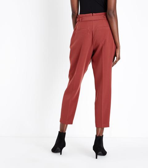 Rust Paperbag Trousers New Look