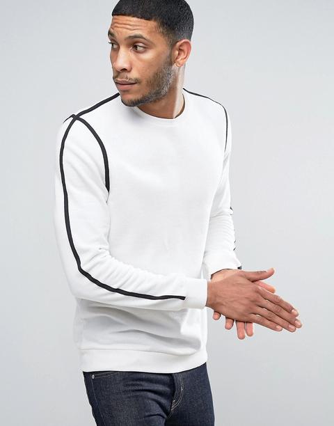 New Look - Maglione Bianco Sporco Con Bordi Neri - Bianco