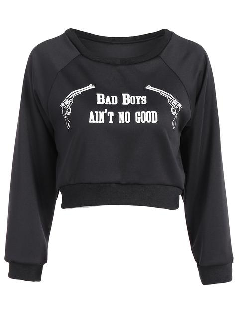 Letter Pattern Cropped Sweatshirt