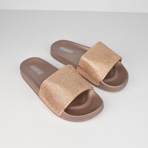 Tiphanie - Bronze Glitter Sliders