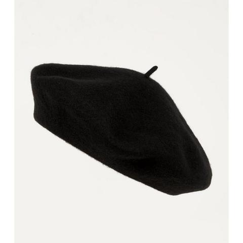 Black Wool Blend Beret
