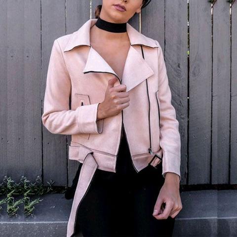 Feline Faux Suede Moto Jacket