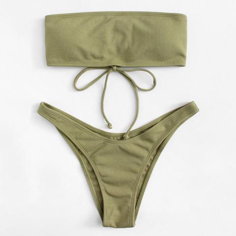 Bikini De Pierna Alta Con Cordón