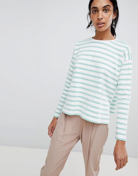 Top Con Espalda De Tejido De Rizo A Rayas De Asos Design
