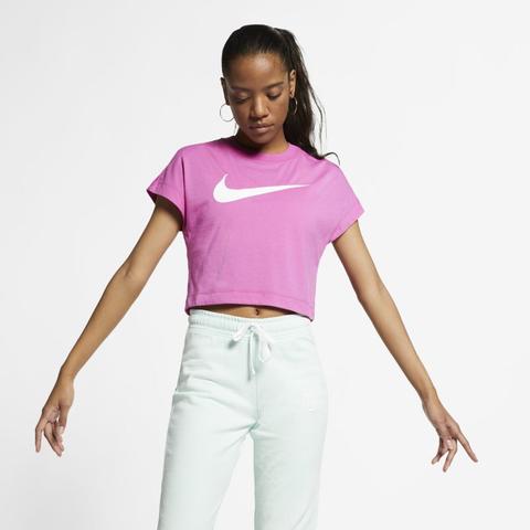 Nike Women's Swoosh Short-sleeve Crop - Pink de Nike en 21 Buttons