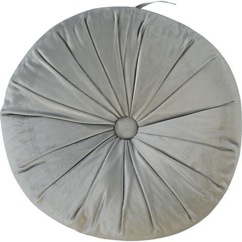 Grey Velvet Round Button Cushion 40x40cm