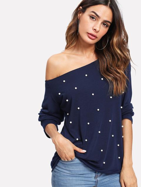 T-shirt Con Perle Sintetiche